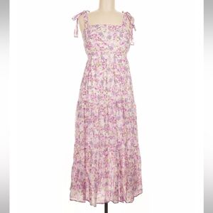 By the River Floral Pink Midi Dress